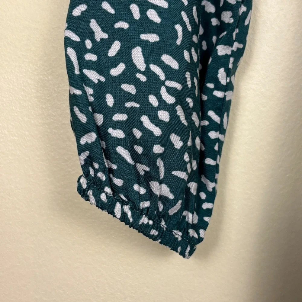 REFORMATION Fuchsia Mini Wrap Dress Green Dot Women‎ Size Medium Long Sleeves